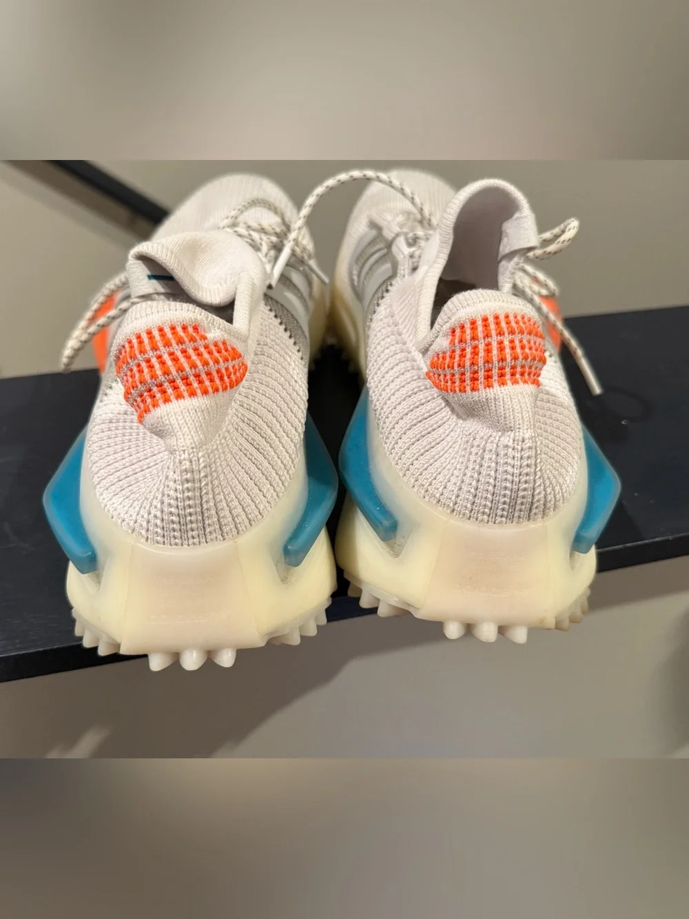 adidas Cream Knit Runner with Blue & Orange Accents